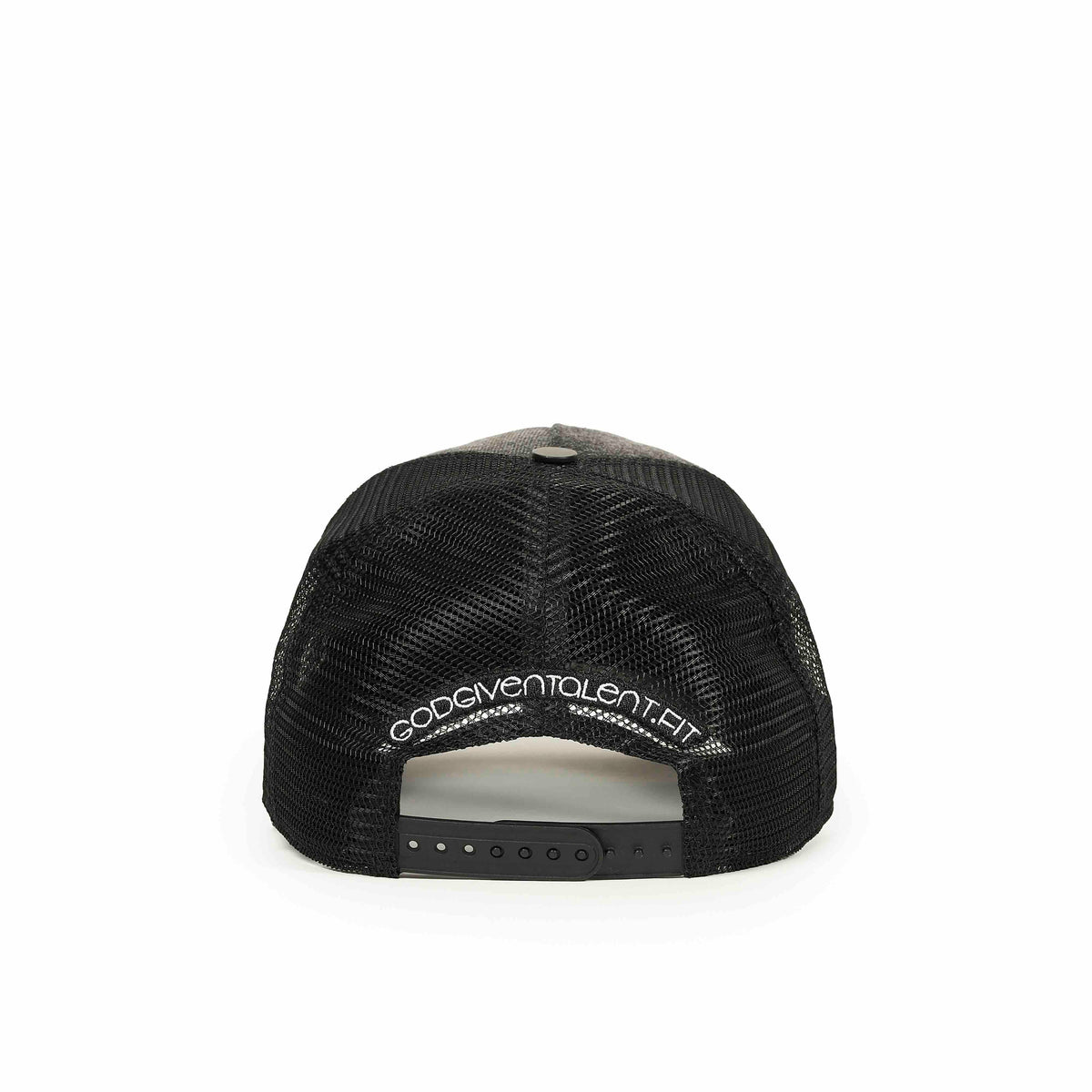 Acid Wash Distressed Black Denim Mesh Hat