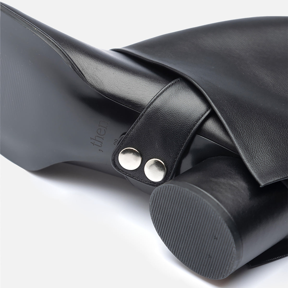 Black Convertible Mid-Calf Leather Boots with Cover