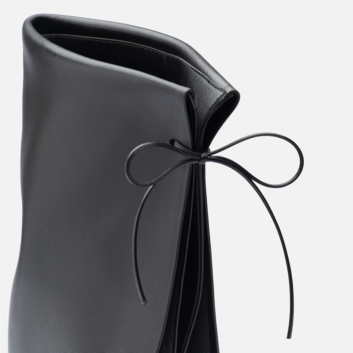 Black Convertible Mid-Calf Leather Boots with Cover
