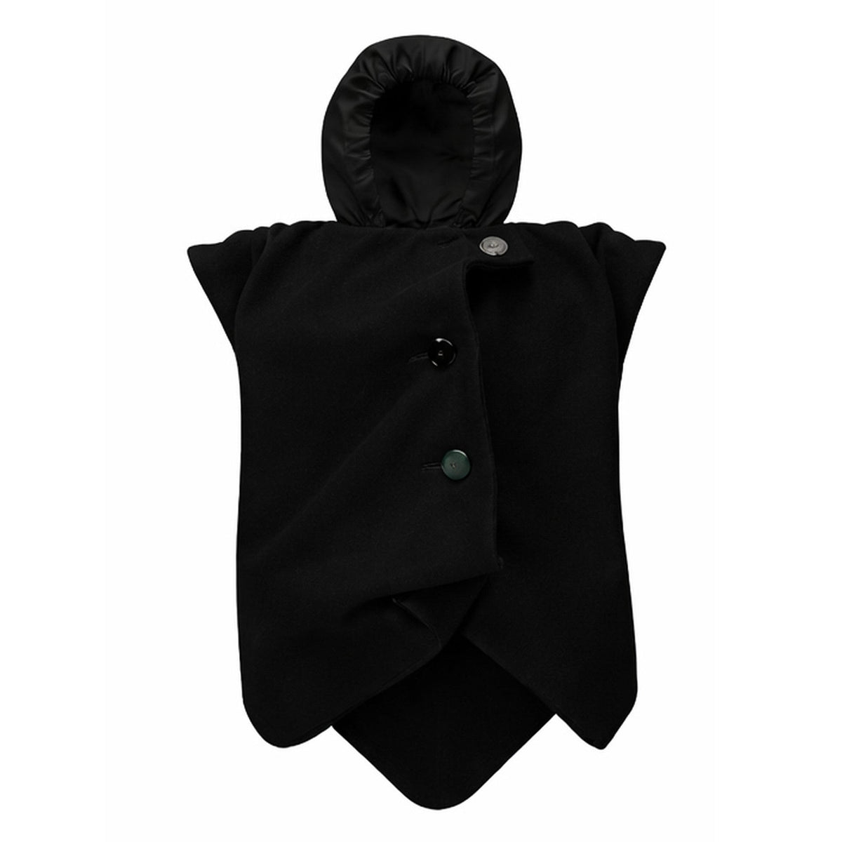 Black vest with hood on a white background