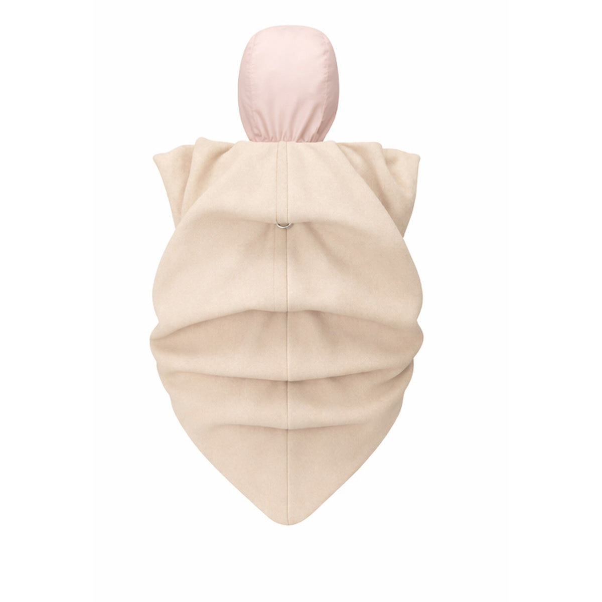 Beige vest with pink buttons and hood on a white background