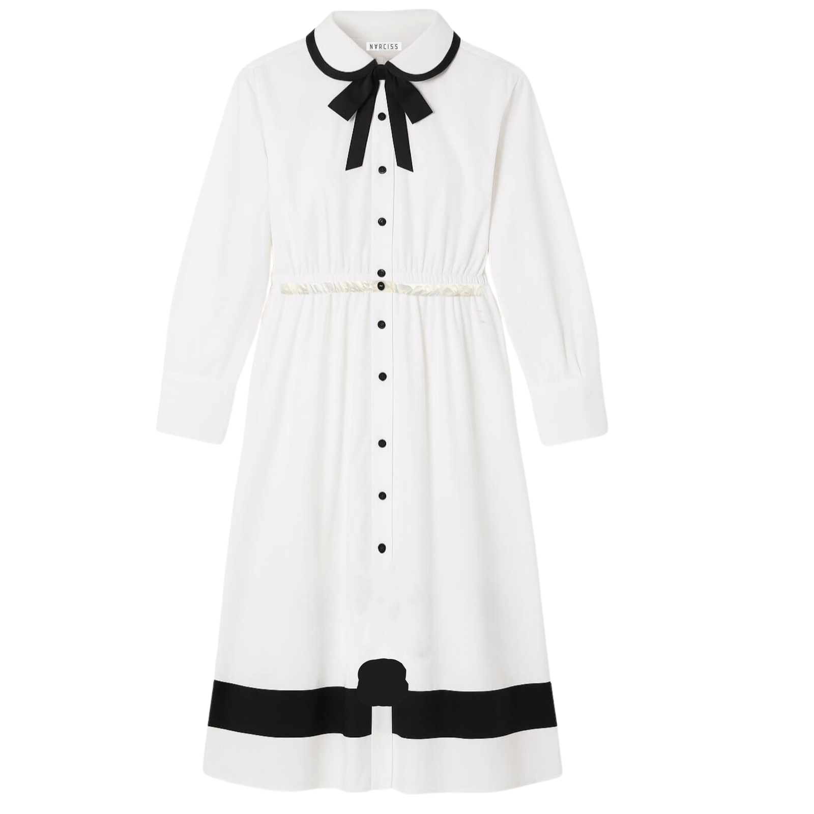 Long Sleeve White Midi Shirt Dress