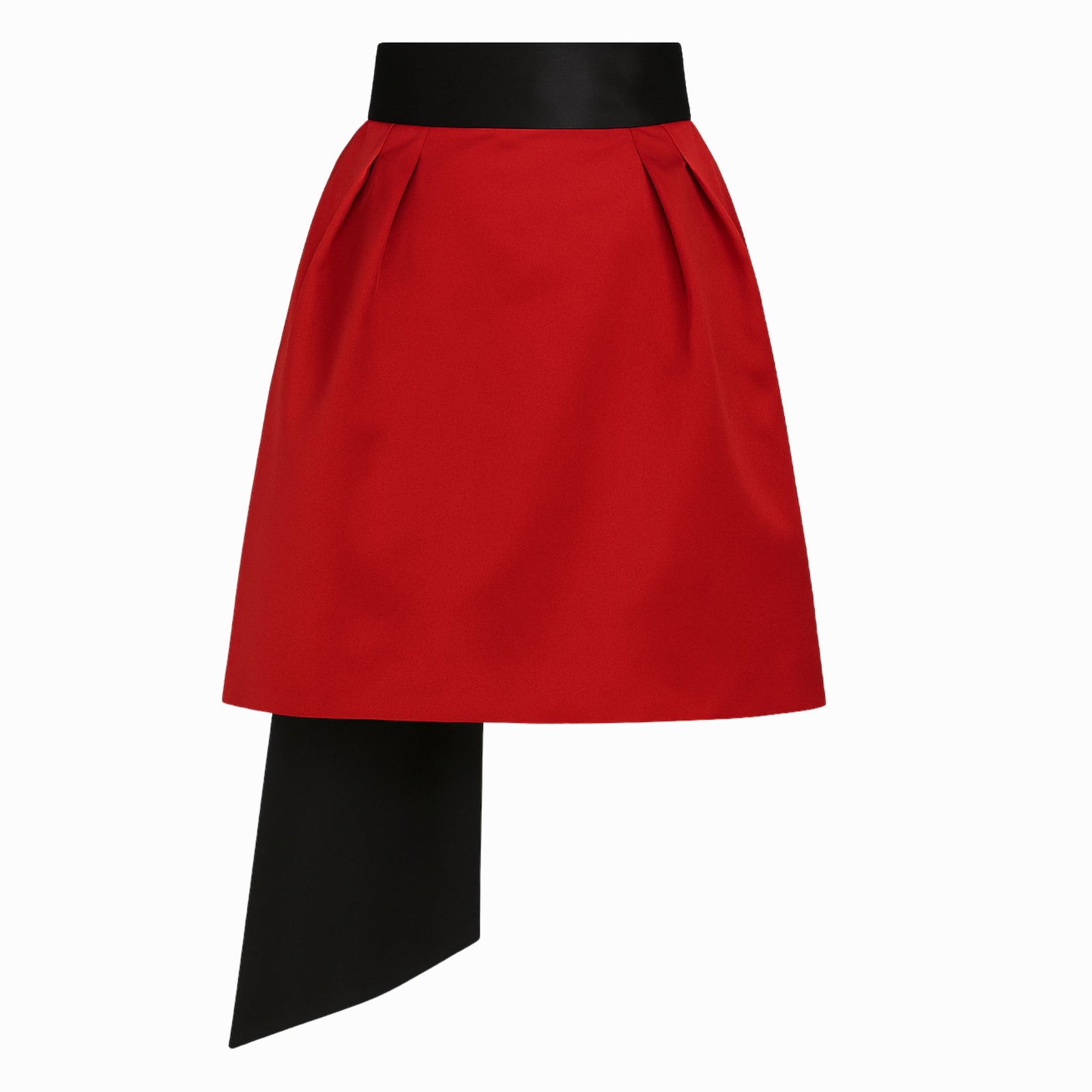 Striking red NARCISS mini skirt with statement bow detail.
