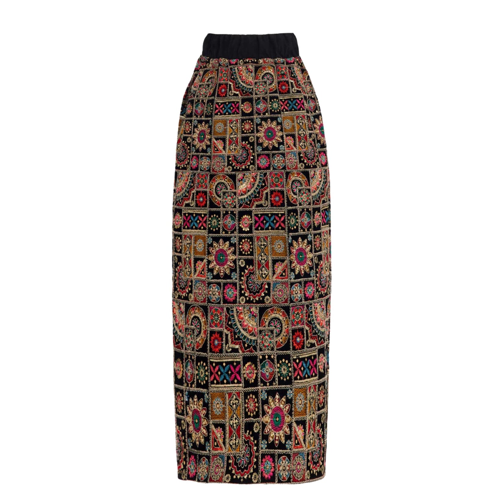 Mid-Calf Embroidered Skirt