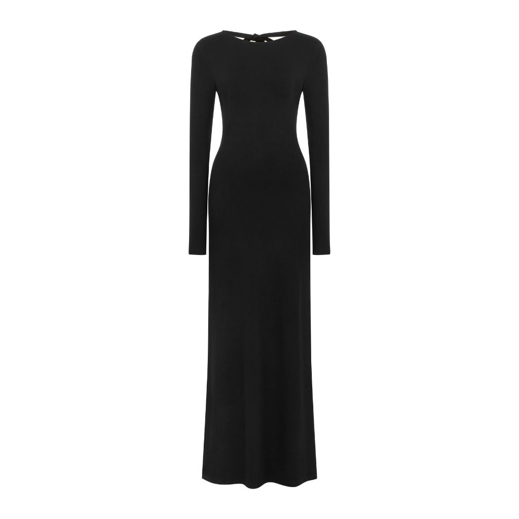 NU LONDON - Backless Long Jersey Dress | Black, buy at DOORS NYC