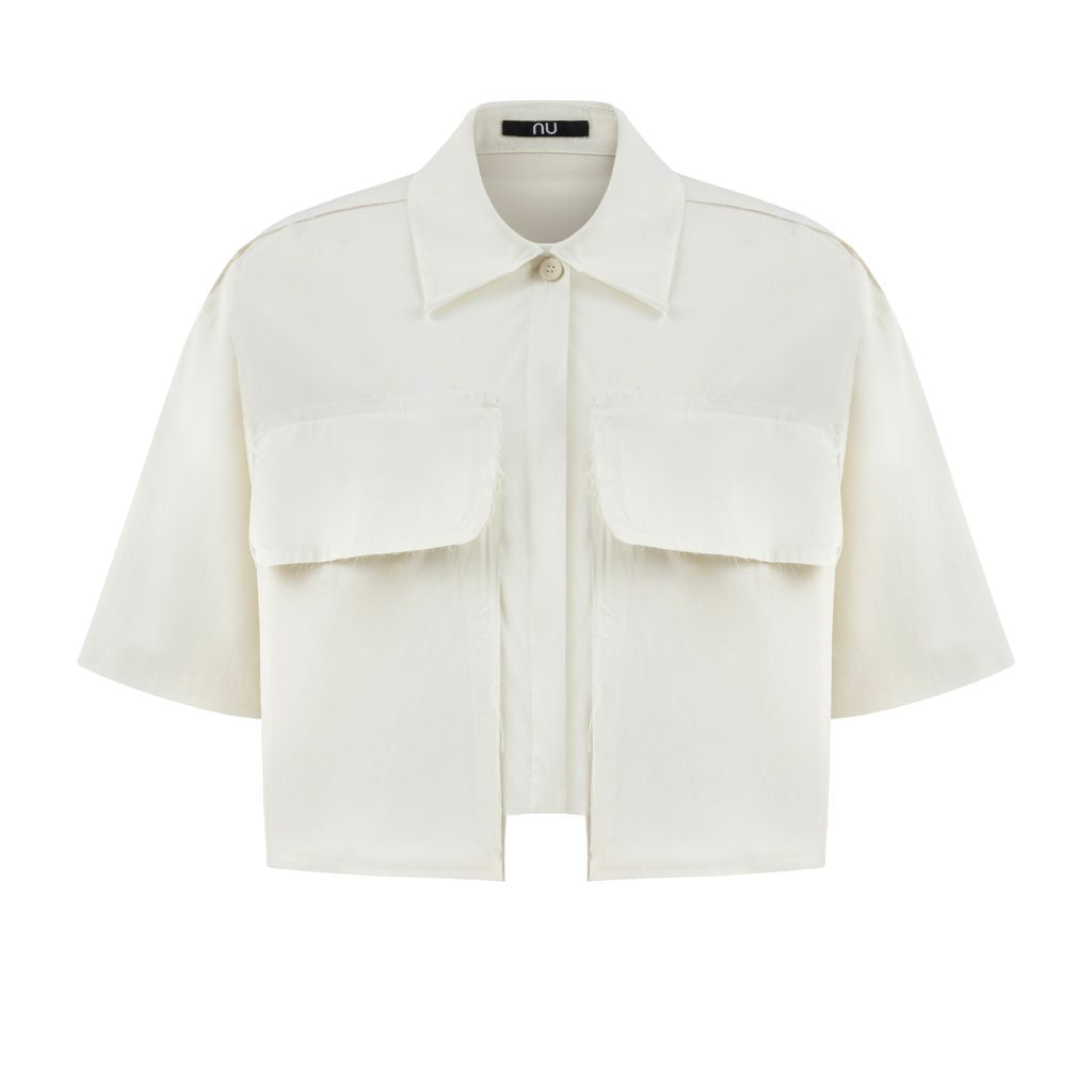 NU LONDON - Crop Poplin Shirt| Ecru, buy at DOORS NYC