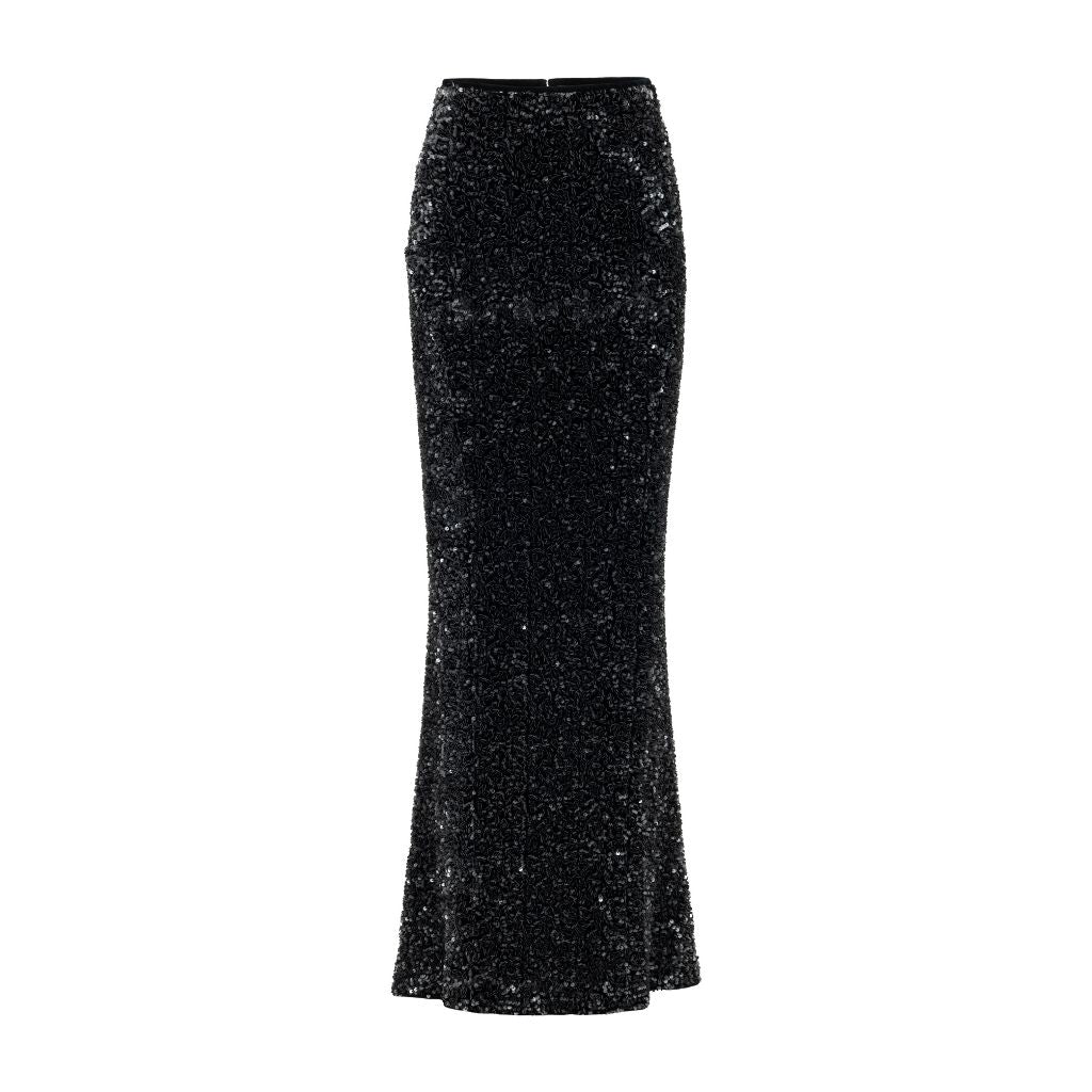 NU LONDON - Sequin Fish Tail Skirt | Black, buy at DOORS NYC