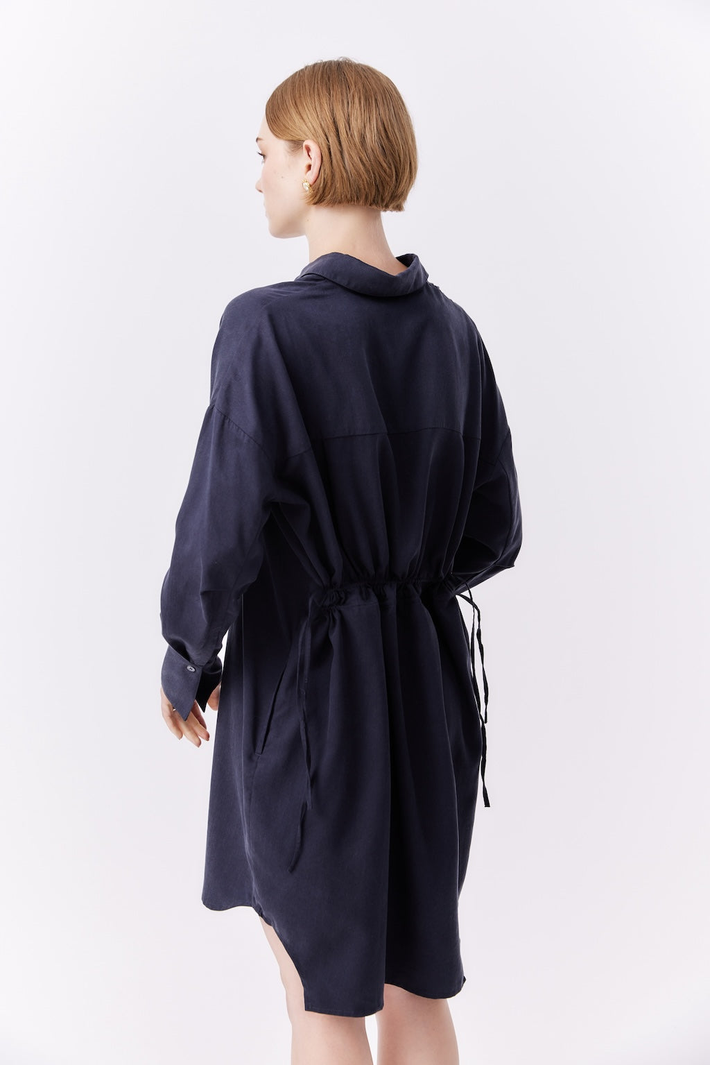 MNK ATELIER - Shirt Dress | Navy PR Sample at DOORS NYC PR showroom