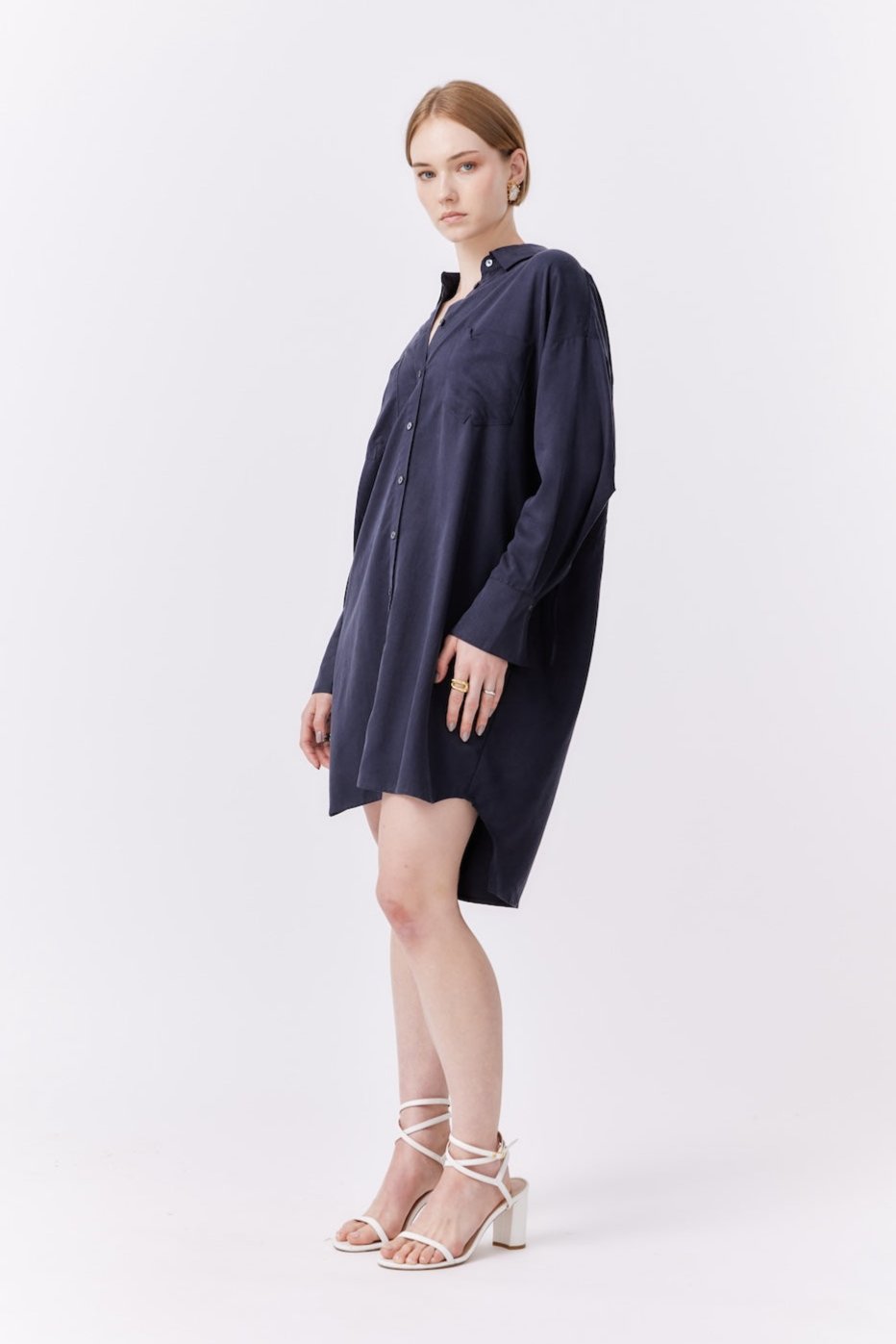 MNK ATELIER - Shirt Dress | Navy PR Sample at DOORS NYC PR showroom