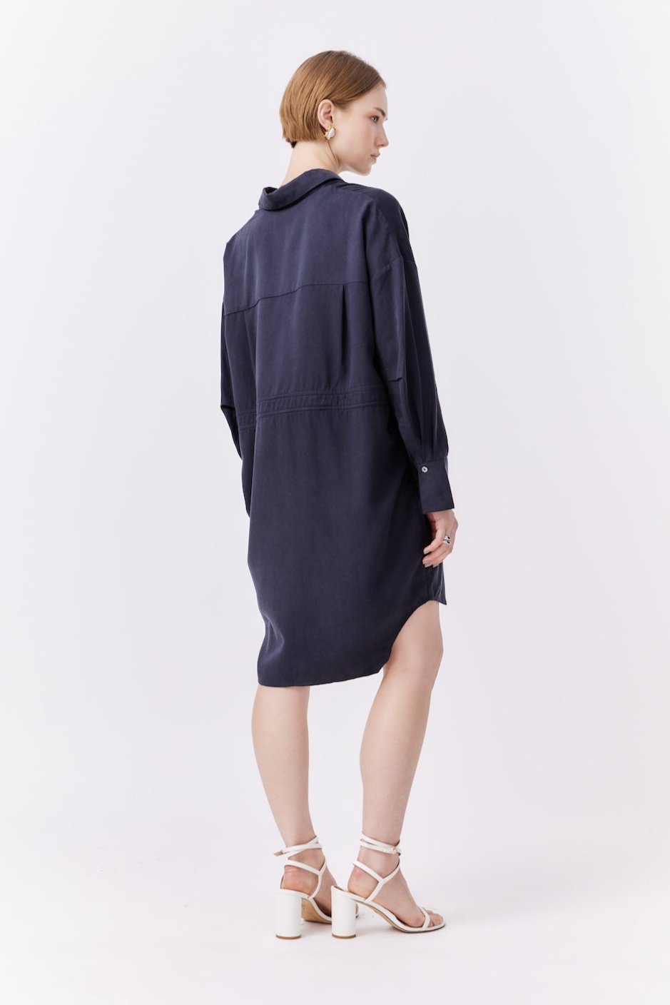 MNK ATELIER - Shirt Dress | Navy PR Sample at DOORS NYC PR showroom
