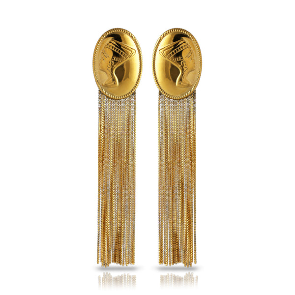 SUCRÉ COUTURE - Nefertiti Bust Fringe Earrings | DOORS NYC