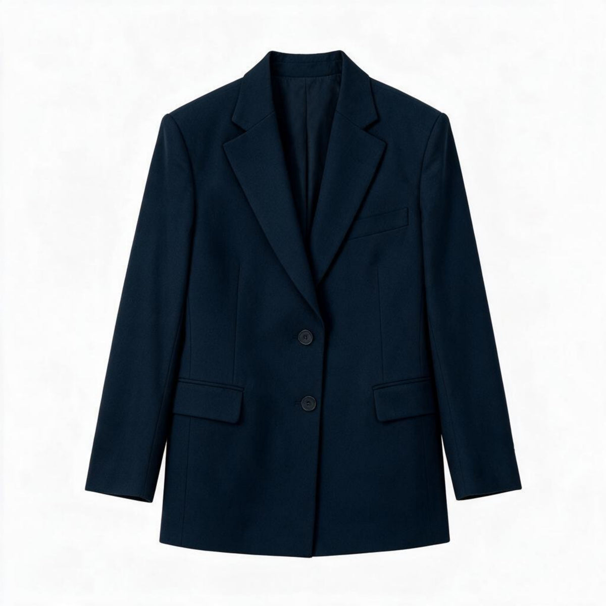 ZHYUN.K navy wool notched-lapel jacket, women's tailored blazer, buy at DOORS NYC