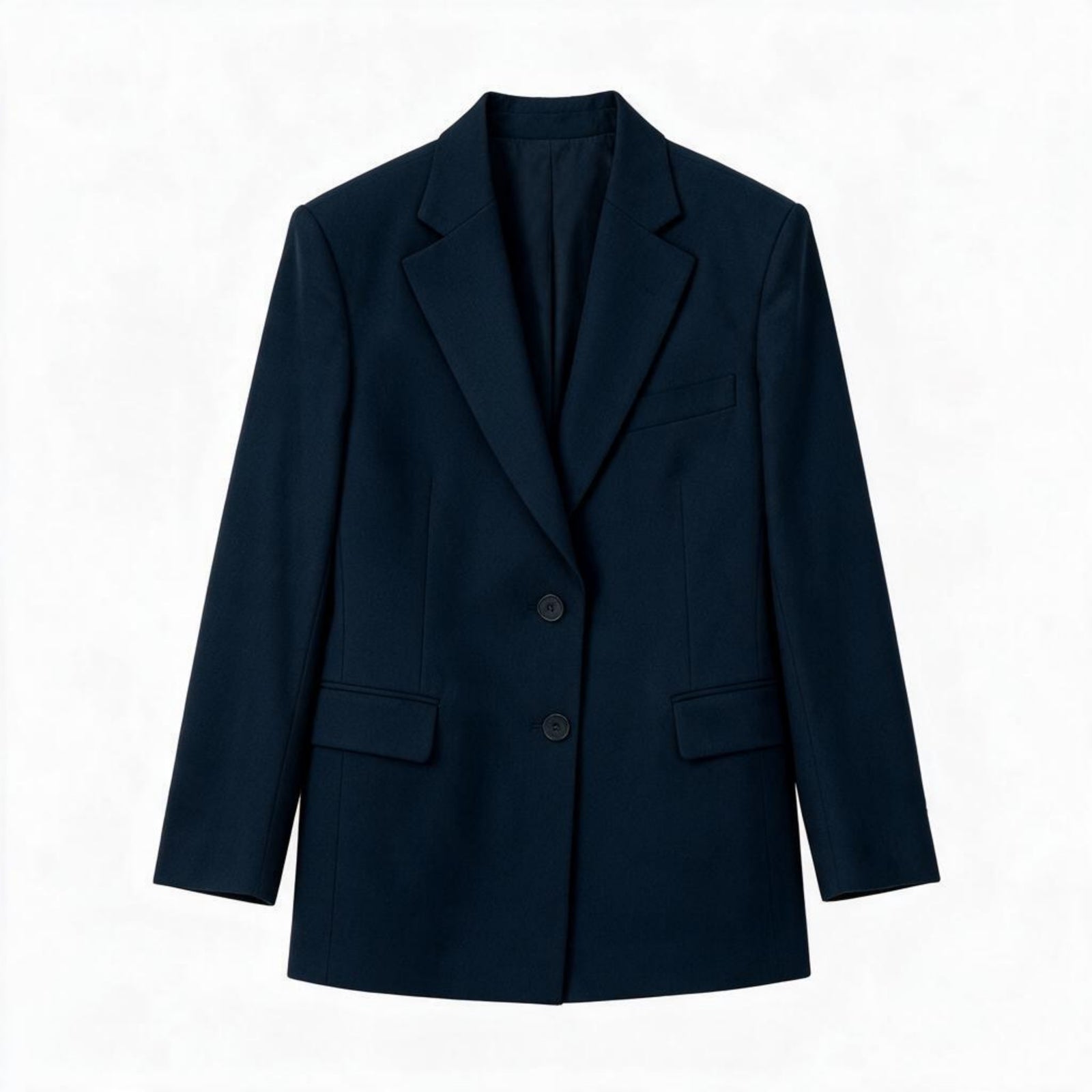 ZHYUN.K navy wool notched-lapel jacket, women's tailored blazer, buy at DOORS NYC