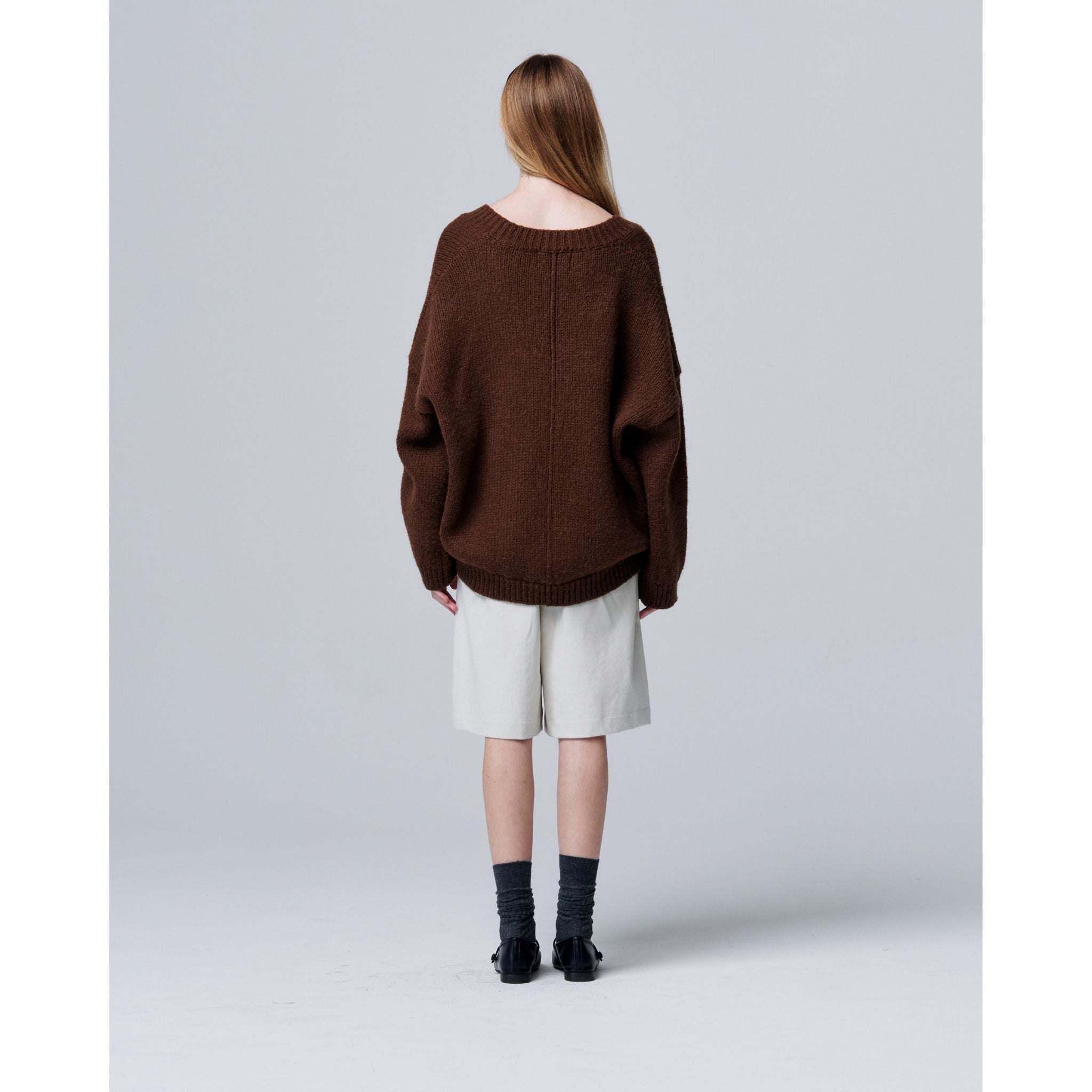 Halo Mohair Knit with V-neck and Long Sleeves