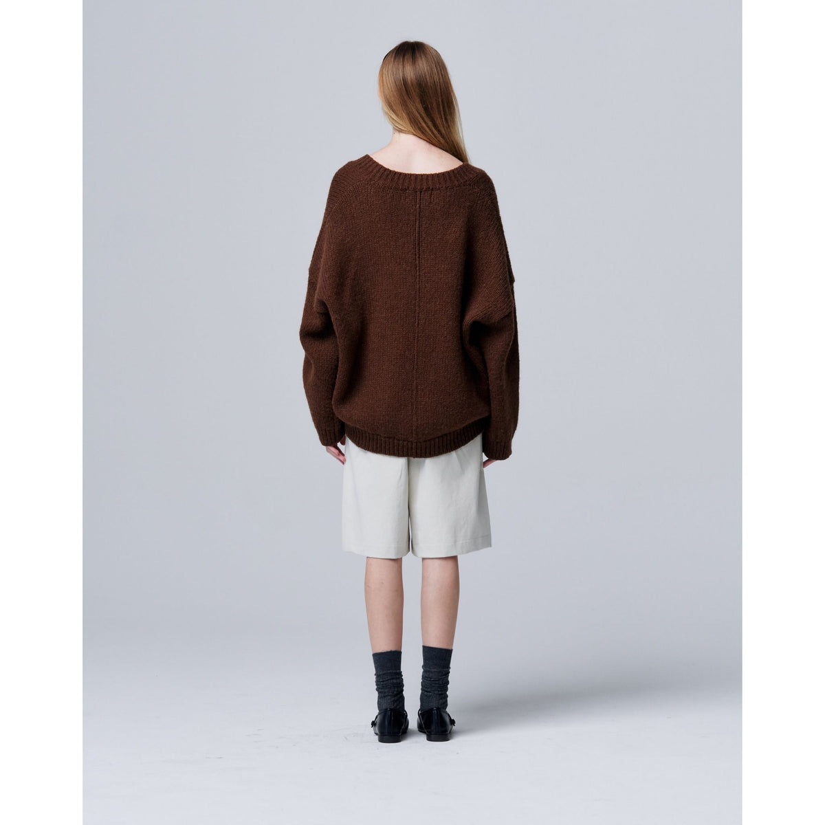 Halo Mohair Knit with V-neck and Long Sleeves