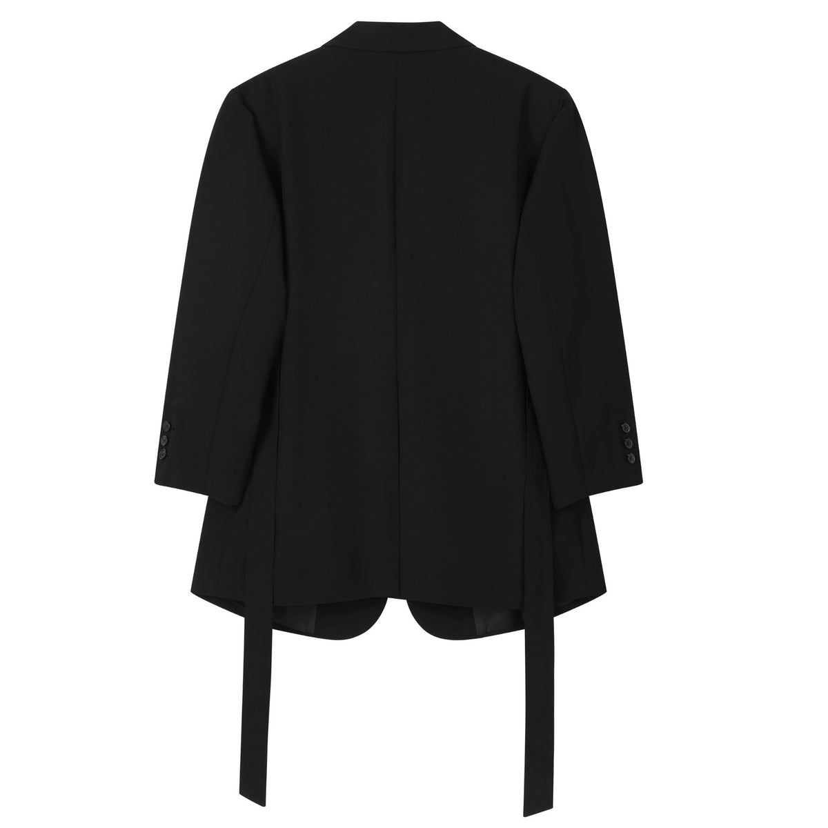 Black jacket with a belt on a white background