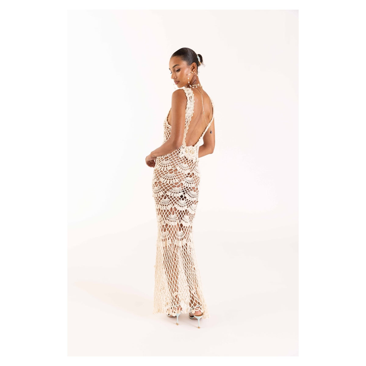 White Pearl Handmade Maxi Crochet Dress