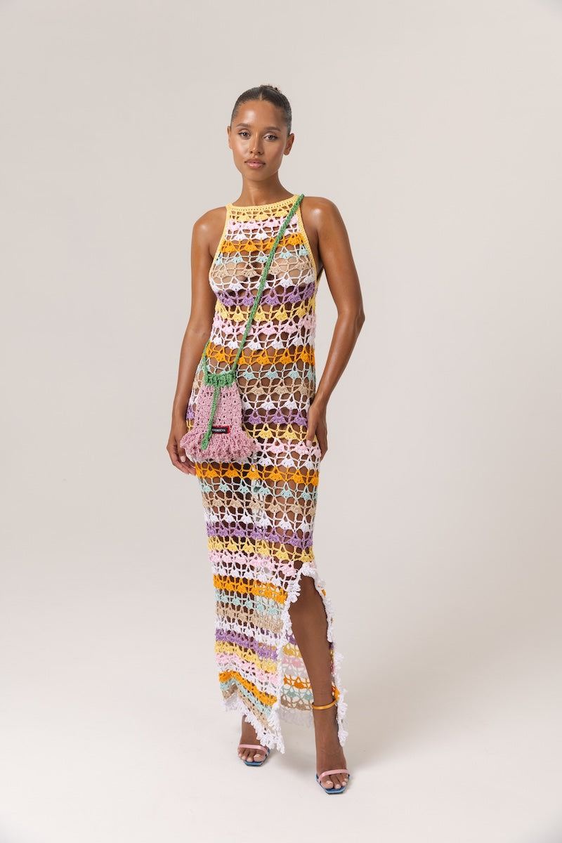 ANDREEVA - Rainbow Handmade Maxi Crochet Dress, buy at DOORS NYC