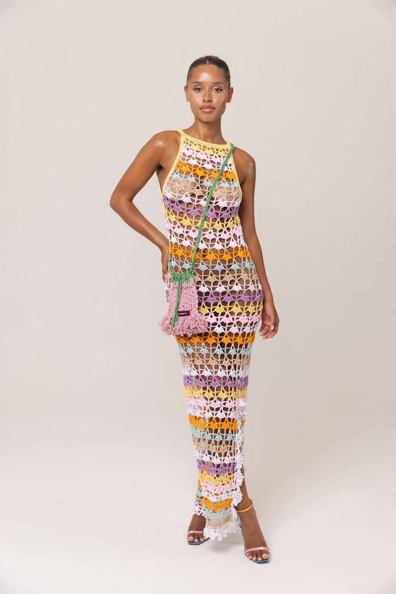 ANDREEVA - Rainbow Handmade Maxi Crochet Dress, buy at DOORS NYC