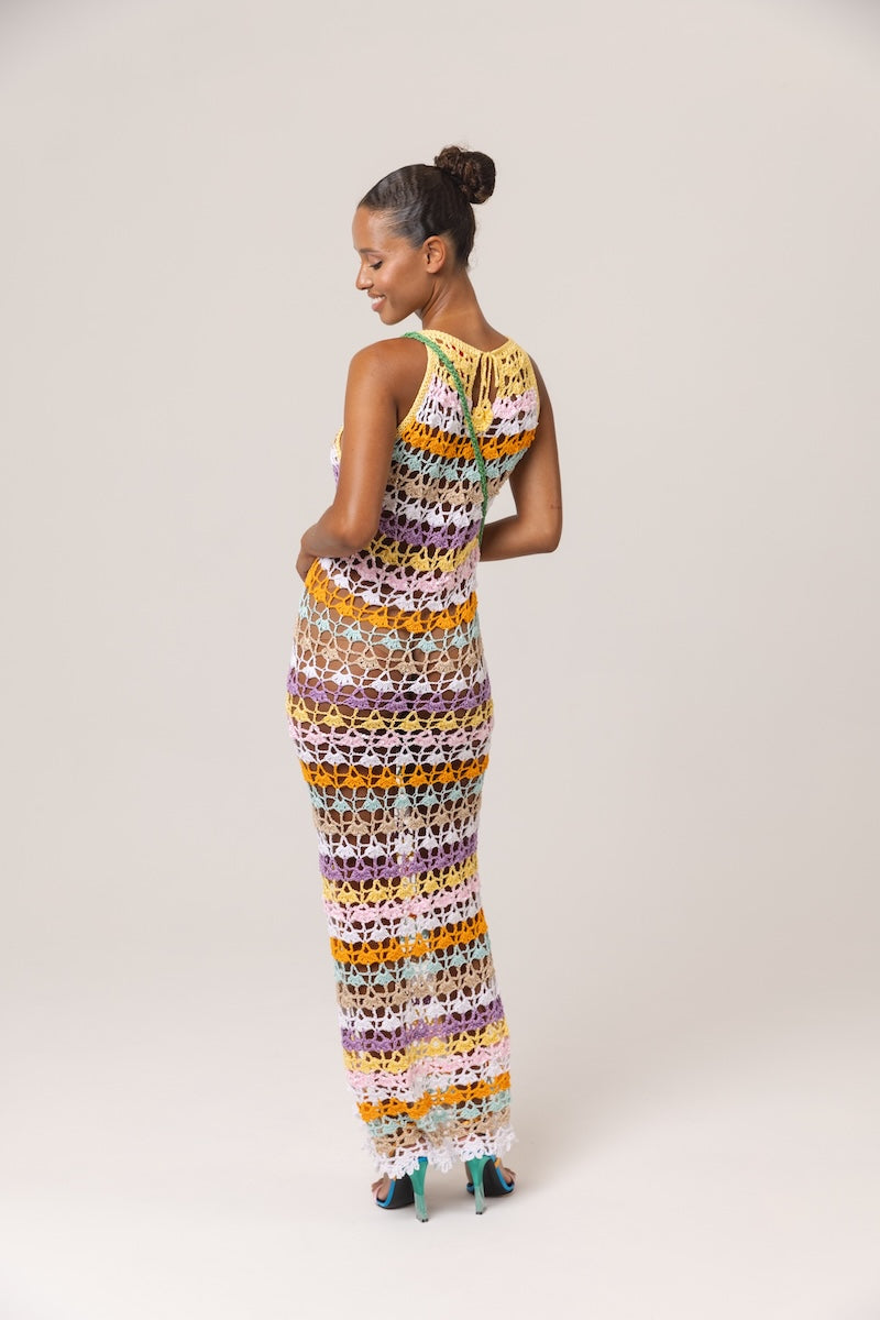 ANDREEVA - Rainbow Handmade Maxi Crochet Dress, buy at DOORS NYC