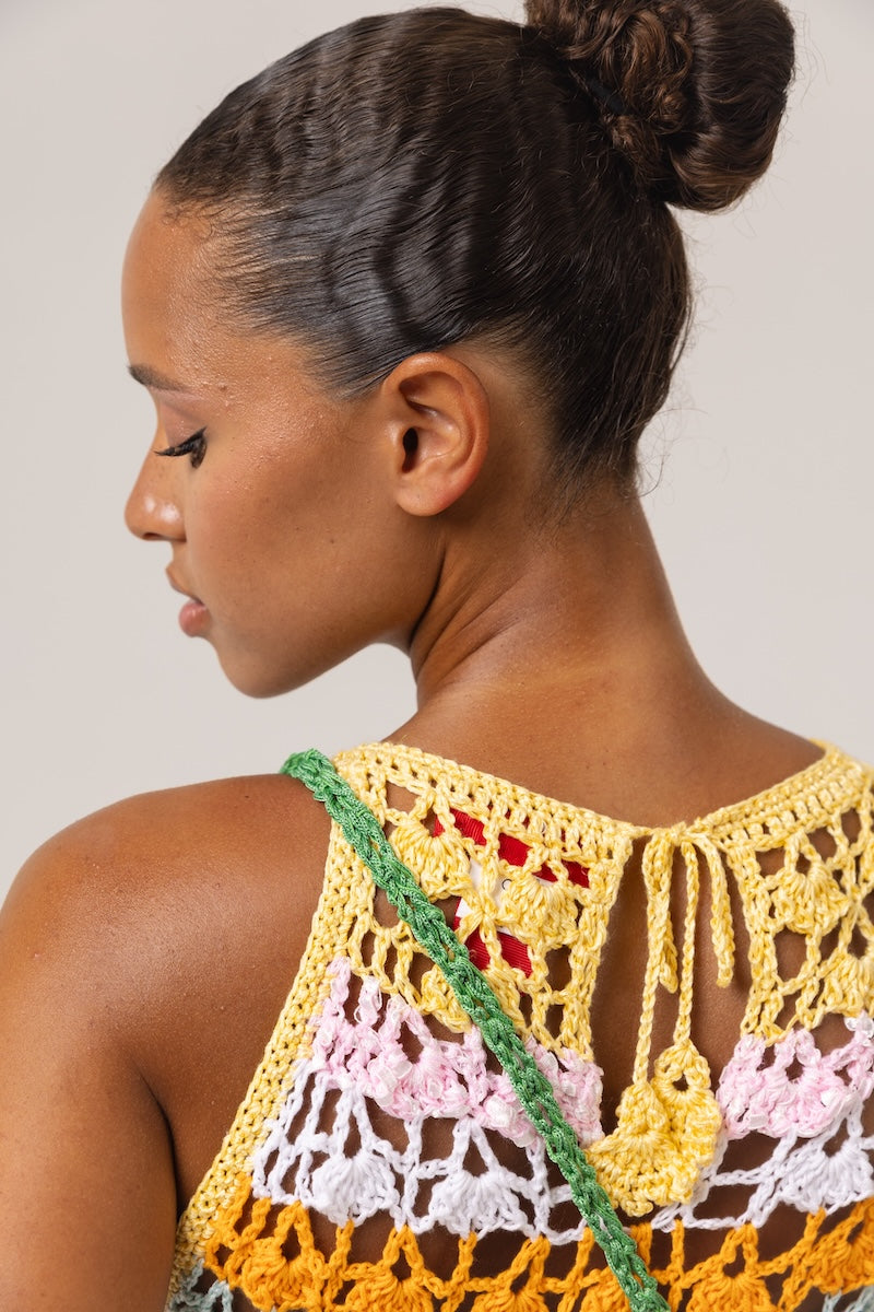 ANDREEVA - Rainbow Handmade Maxi Crochet Dress, buy at DOORS NYC