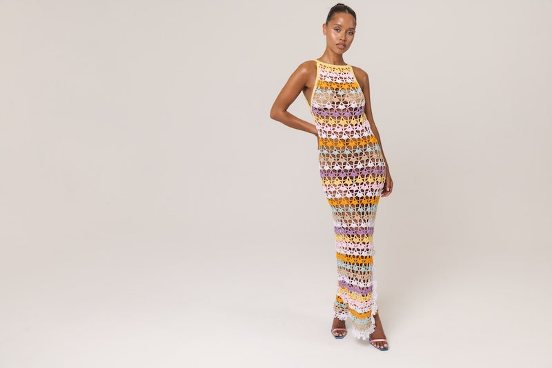 ANDREEVA - Rainbow Handmade Maxi Crochet Dress, buy at DOORS NYC