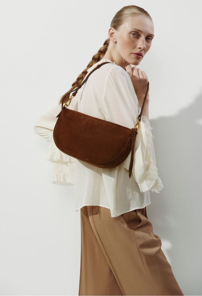 VIKELE STUDIO - Denise Suede Mini Bag | Brown, buy at DOORS NYC