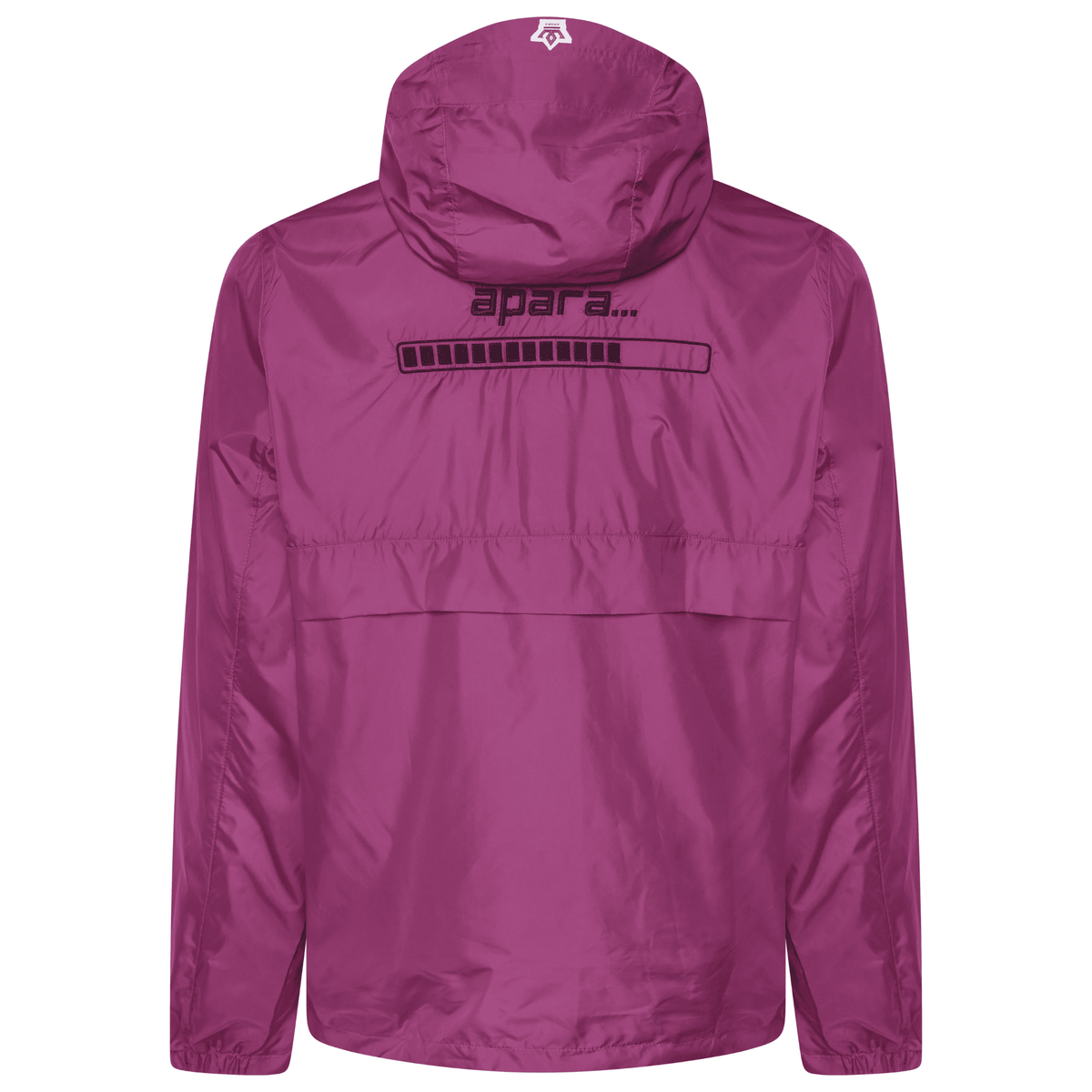 Purple jacket with brand logo on the back against a white background