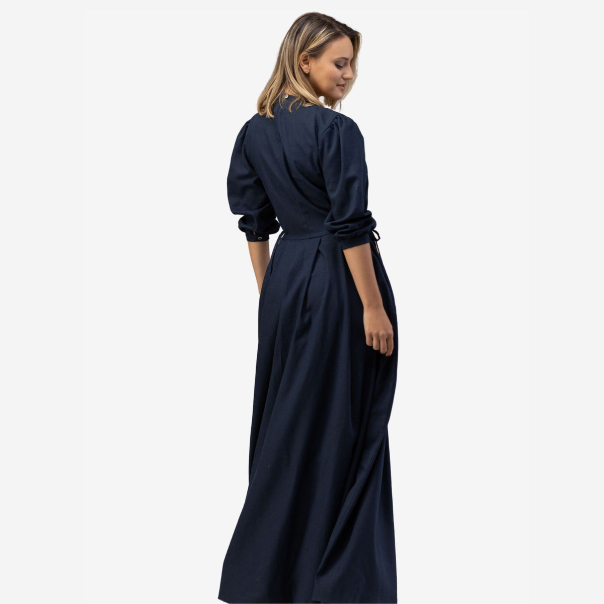Orchid Dark Blue Linen Maxi Dress