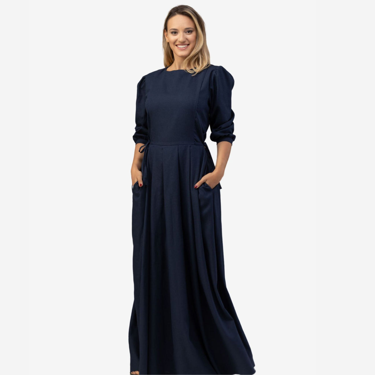 Orchid Dark Blue Linen Maxi Dress
