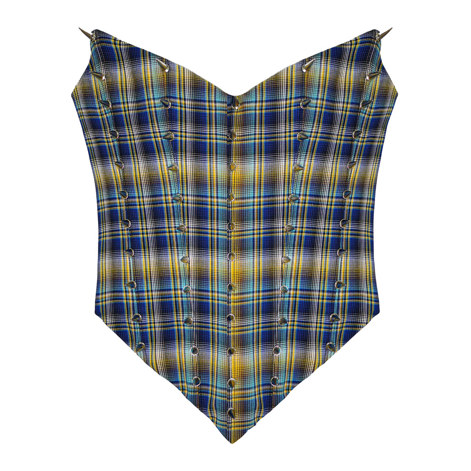 28NATELIER - Plaid Spikes Corset, buy at DOORS NYC