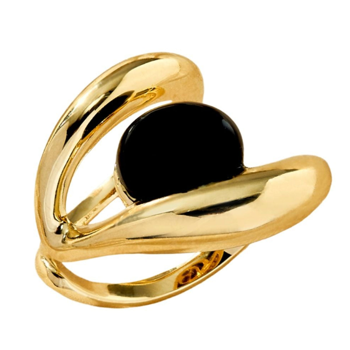 Gold Plated Onyx Presente Ring - Entre Camadas Collection