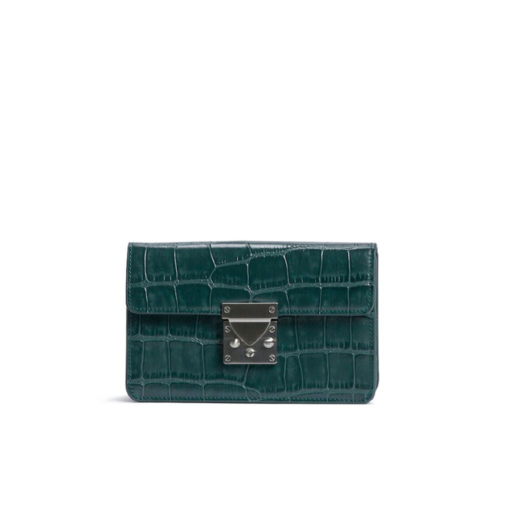 JANEPAIK SEOUL﻿ - Clutch M Crocodile-Effect Leather Clutch | Green, buy at doors. nyc