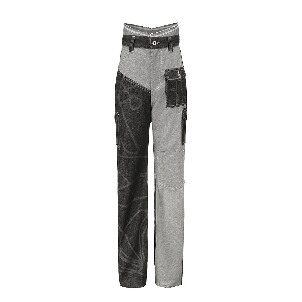 CLEAR TO RAIN - Patchwork Denim Pants, buy at DOORS NYC