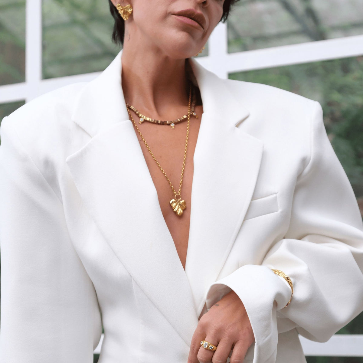 LINYA JEWELRY - Patterned Heart Necklace  | Gold, buy at DOORS NYC