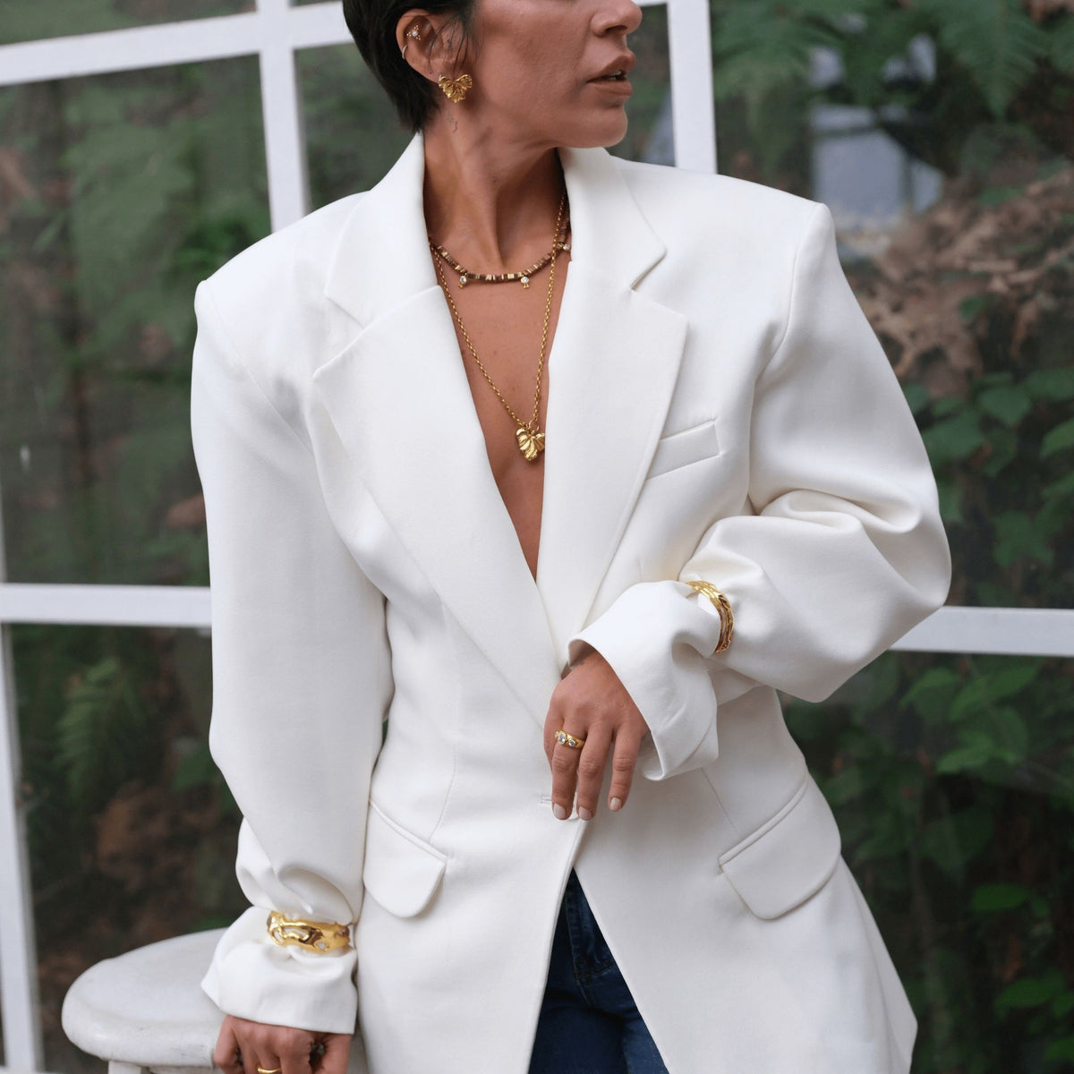 LINYA JEWELRY - Patterned Heart Necklace  | Gold, buy at DOORS NYC