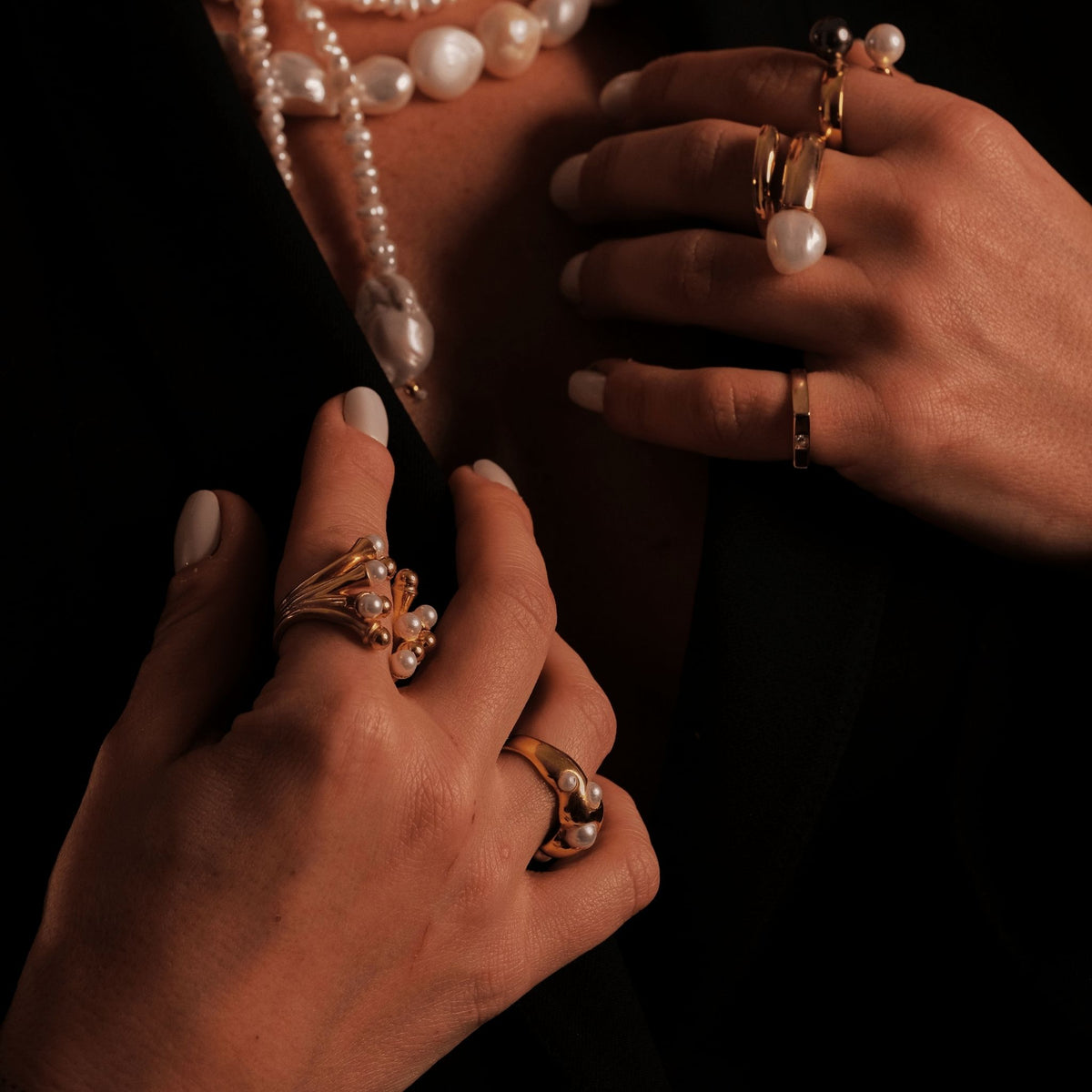 LINYA JEWELRY -Pearl Cage Ring | Gold, buy at DOORS NYC