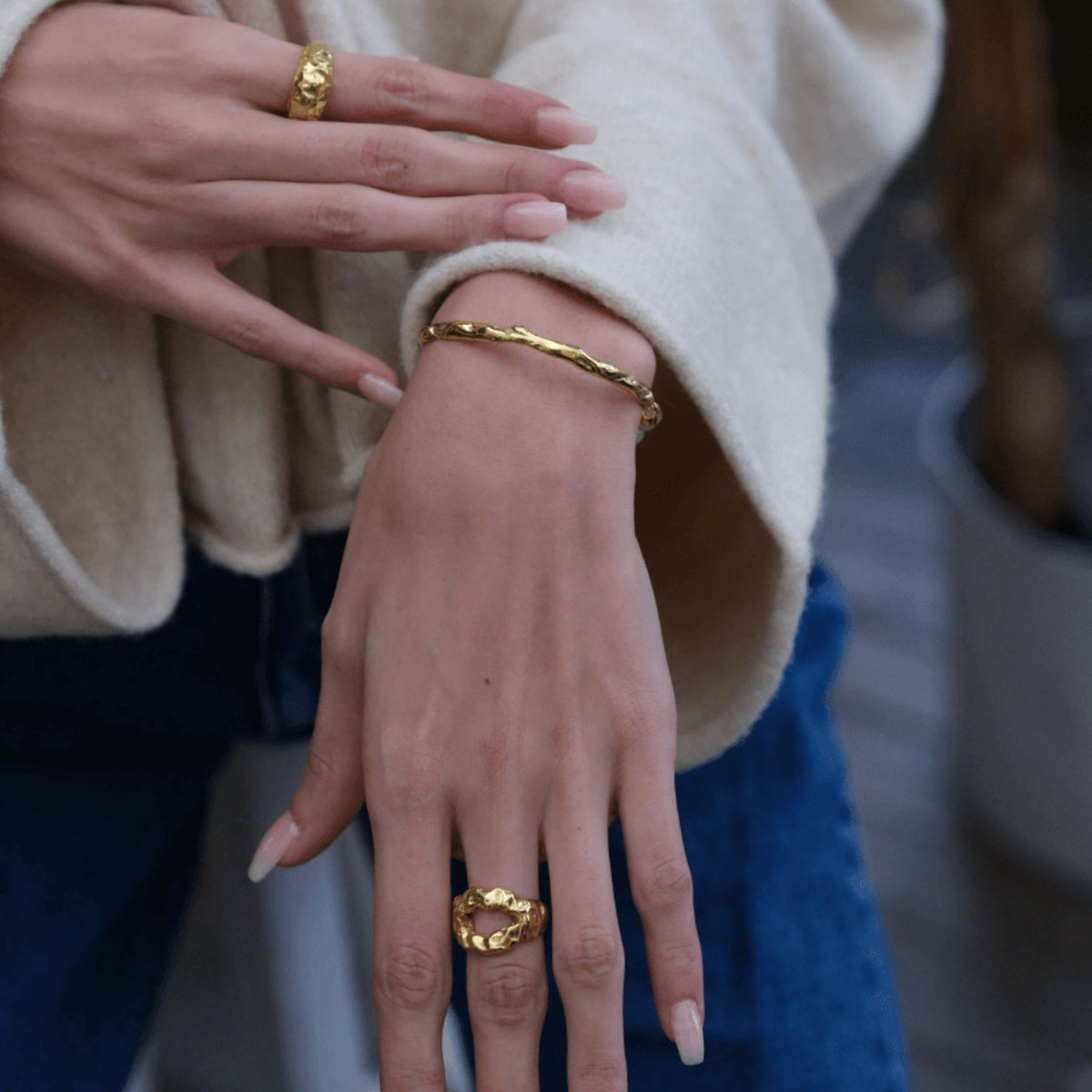 LINYA JEWELRY - Pearl Cuff Bracelet Gold, buy at DOORS NYC