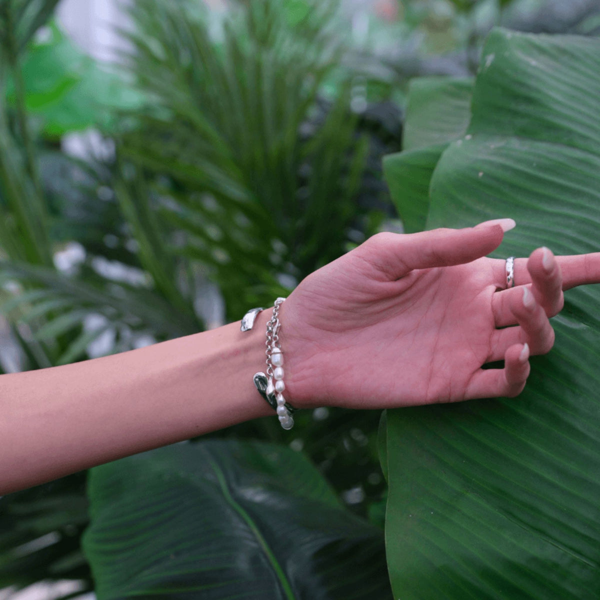 LINYA JEWELRY - Pearl Cuff Bracelet Silver, buy at DOORS NYC