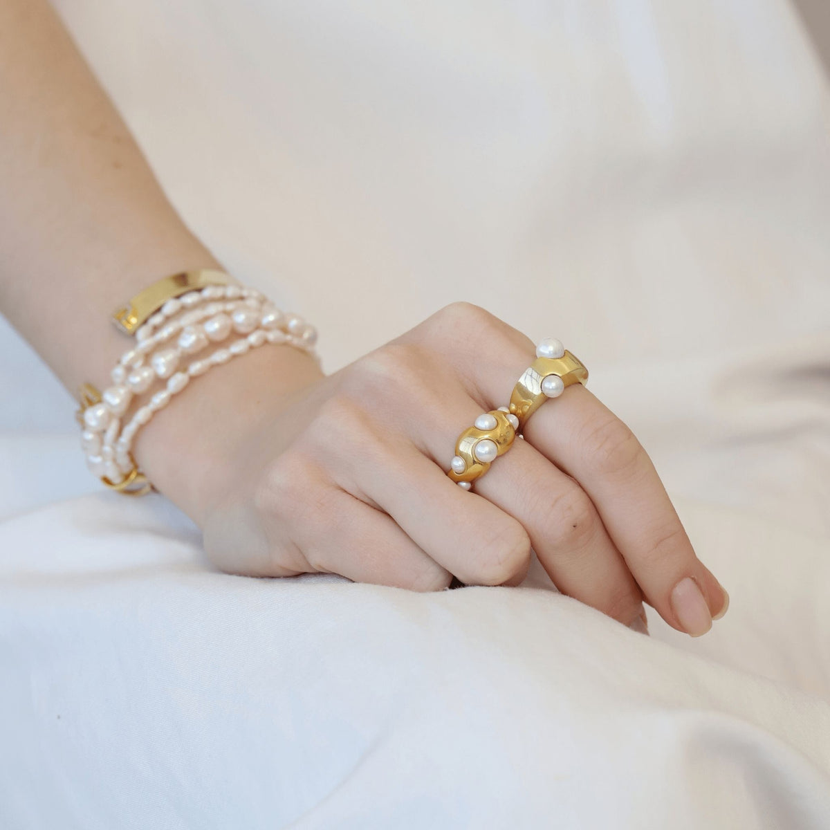 LINYA JEWELRY - Pearl Ring | Gold, buy at DOORS NYC