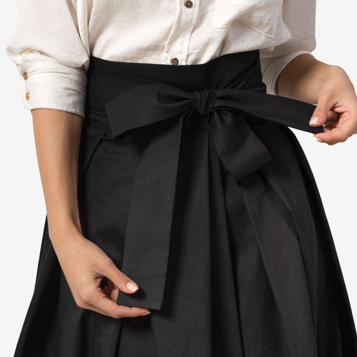 Peony Black High Waist Cotton Skirt