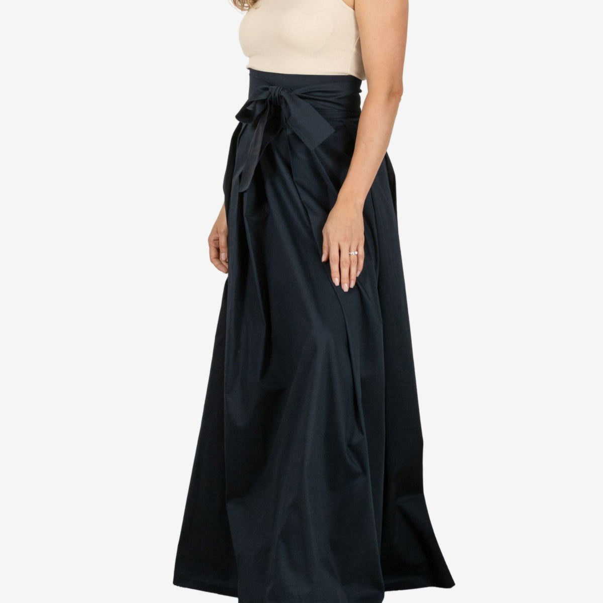 Peony Dark Blue High Waist Cotton Skirt