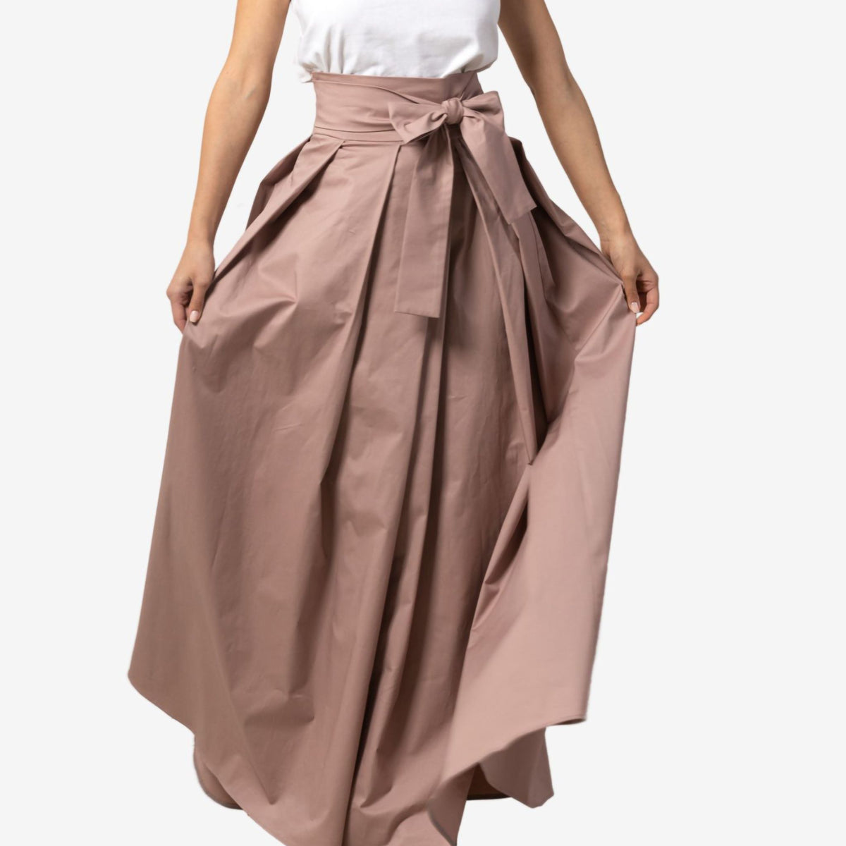 Peony Dusty Rose High Waist Cotton Skirt