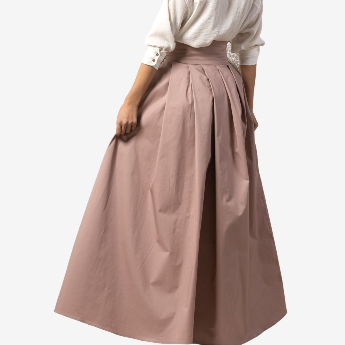Peony Dusty Rose High Waist Cotton Skirt