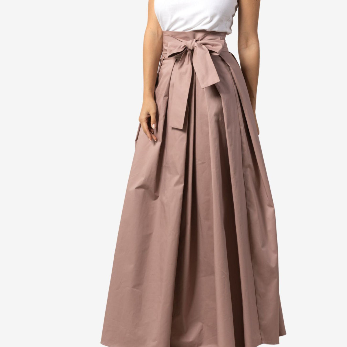 Peony Dusty Rose High Waist Cotton Skirt
