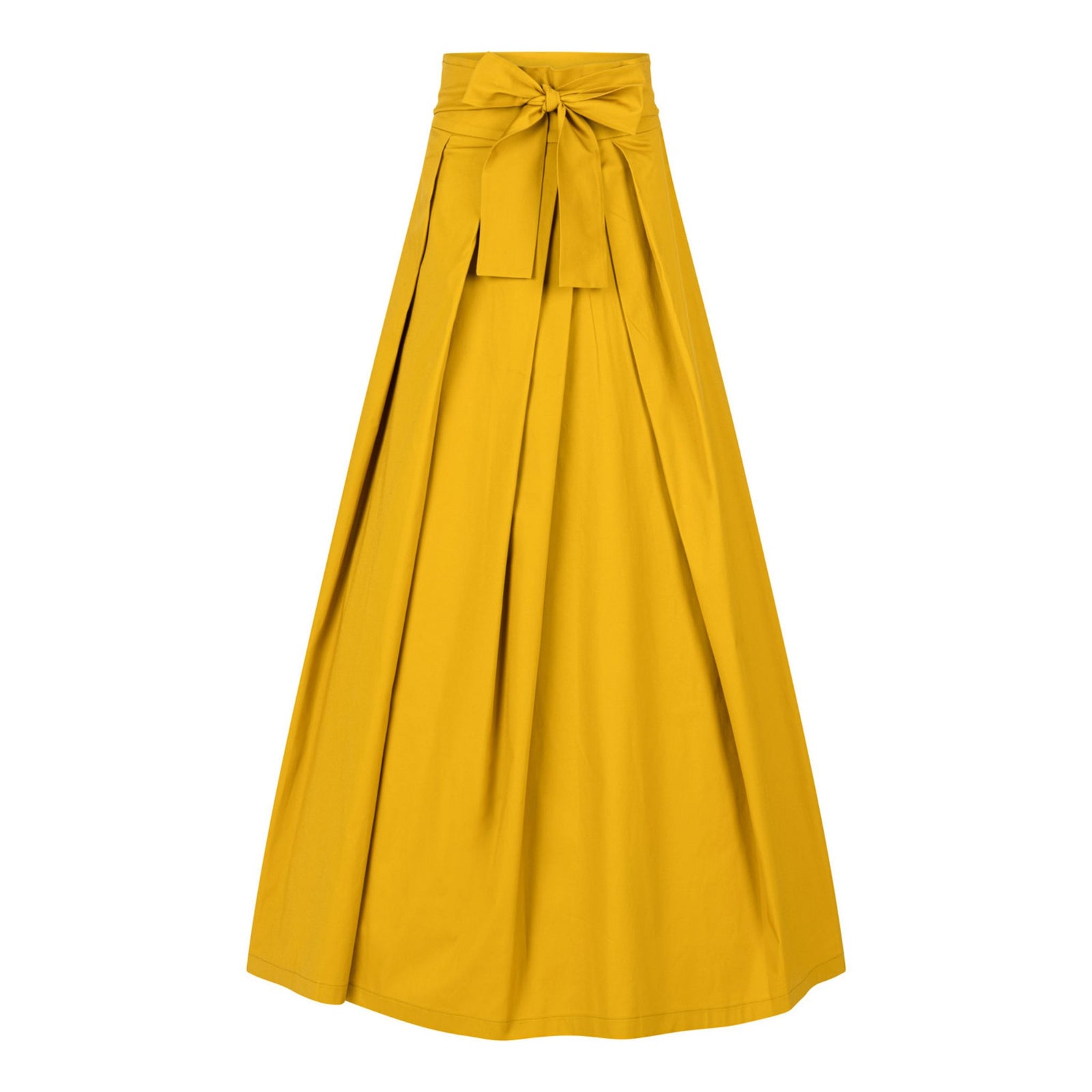 Peony Deep Yellow High Waist Cotton Skirt