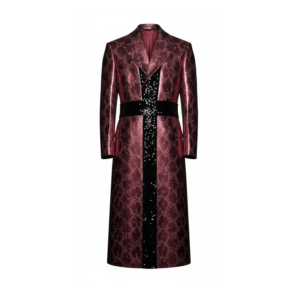 Burgundy Snake Print Long Jacket