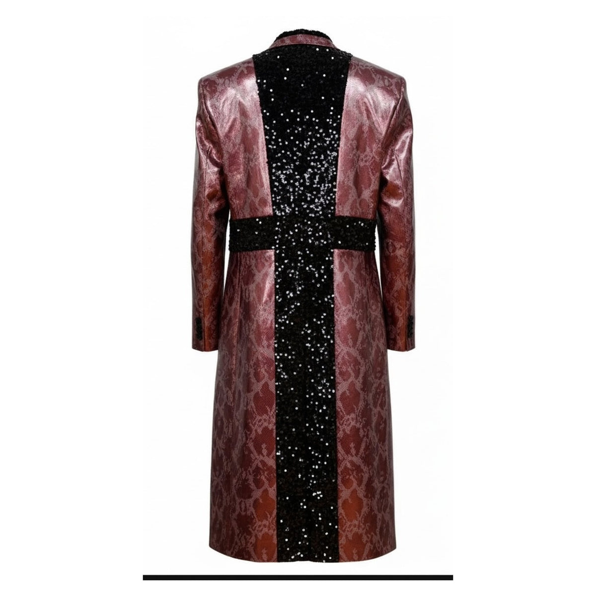 Burgundy Snake Print Long Jacket