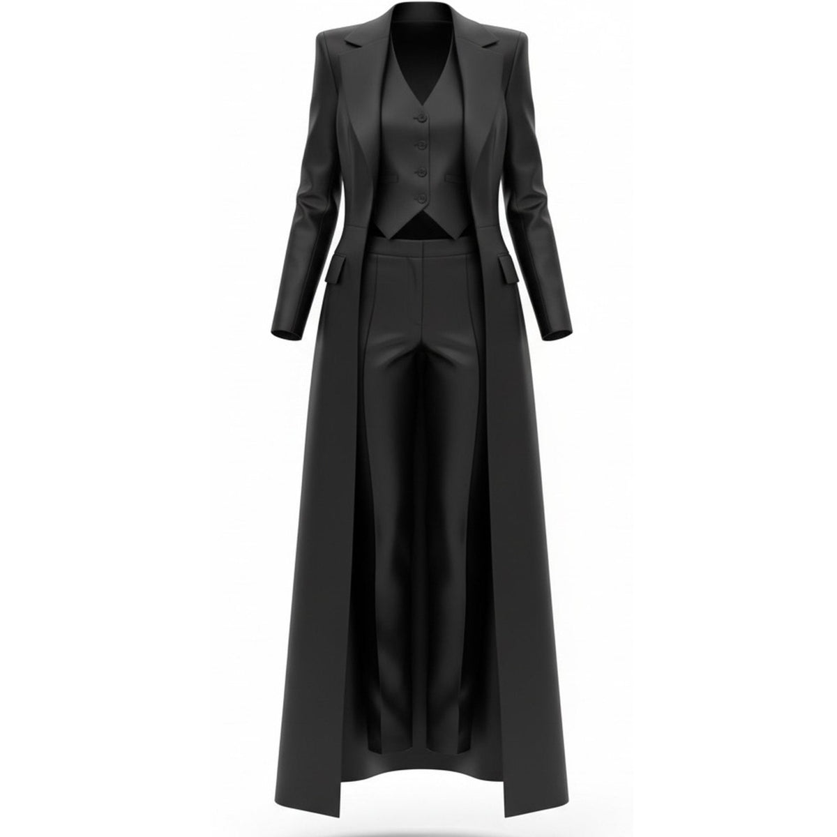 Black Silk 3-Piece Evening Suit