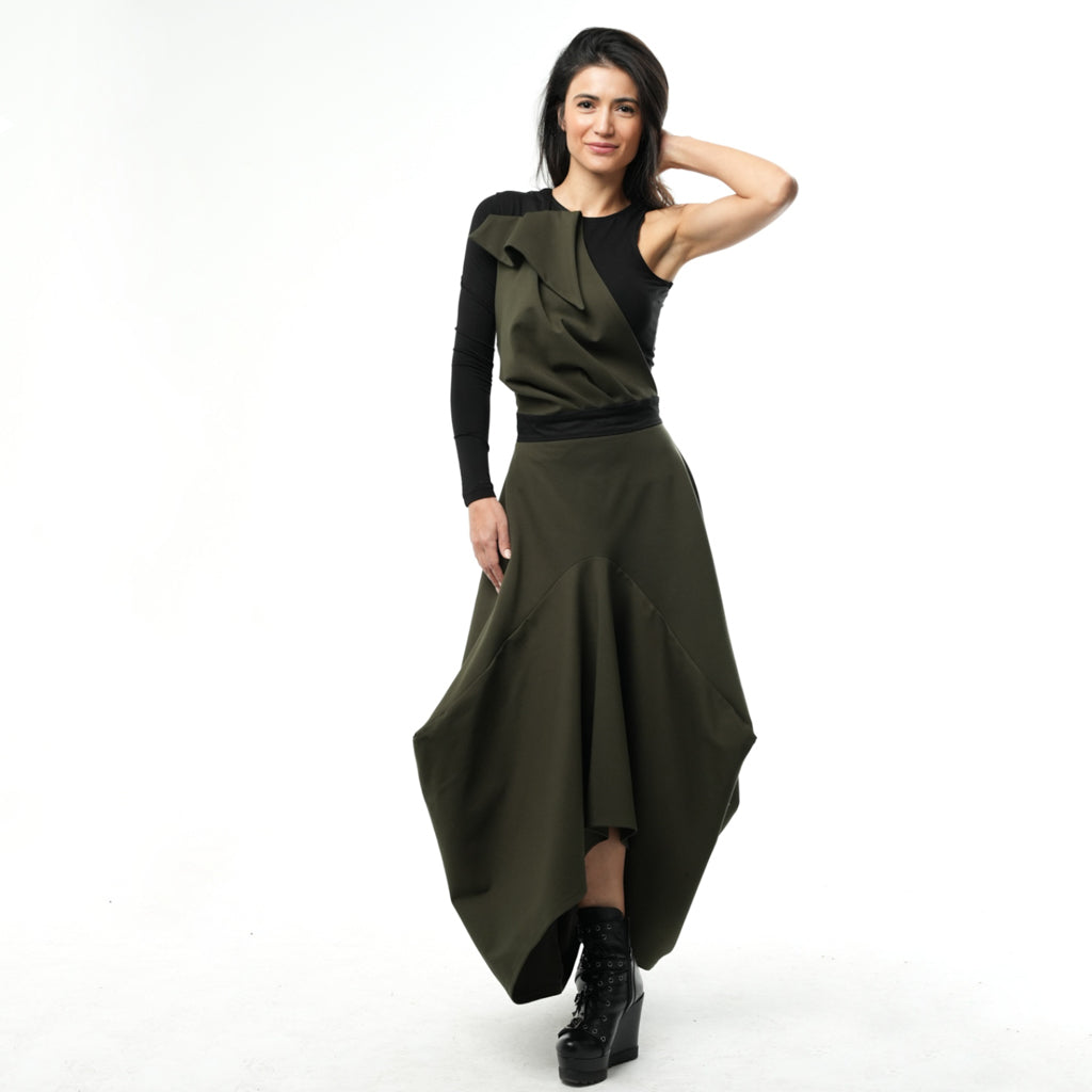 METAMORPHOZA - Pinafore Skirt | Khakii, buy at DOORS NYC